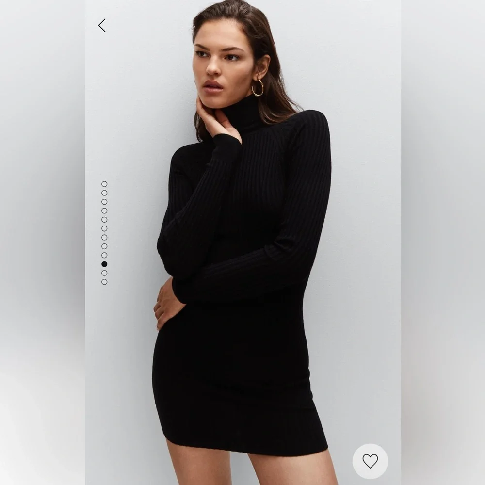 NWT MANGO ribbed knit dress black size MEDIUM - Picture 4 of 11